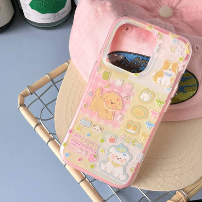 Ins Colorful Cute Puppy Phone Case For Iphone 14 15promax 15Pro 14ProMax 13 15 Pro Max 13ProMax 14Pro Cartoon Cover Fundas