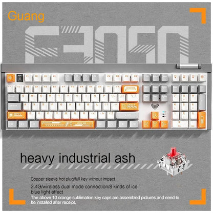 AULA F3050 2.4G+Wired Dual Mode Hot-swappable 108 Key Gaming Mechanical Keyboard Cool Light For Computer Gamers（Free 10 keycaps）