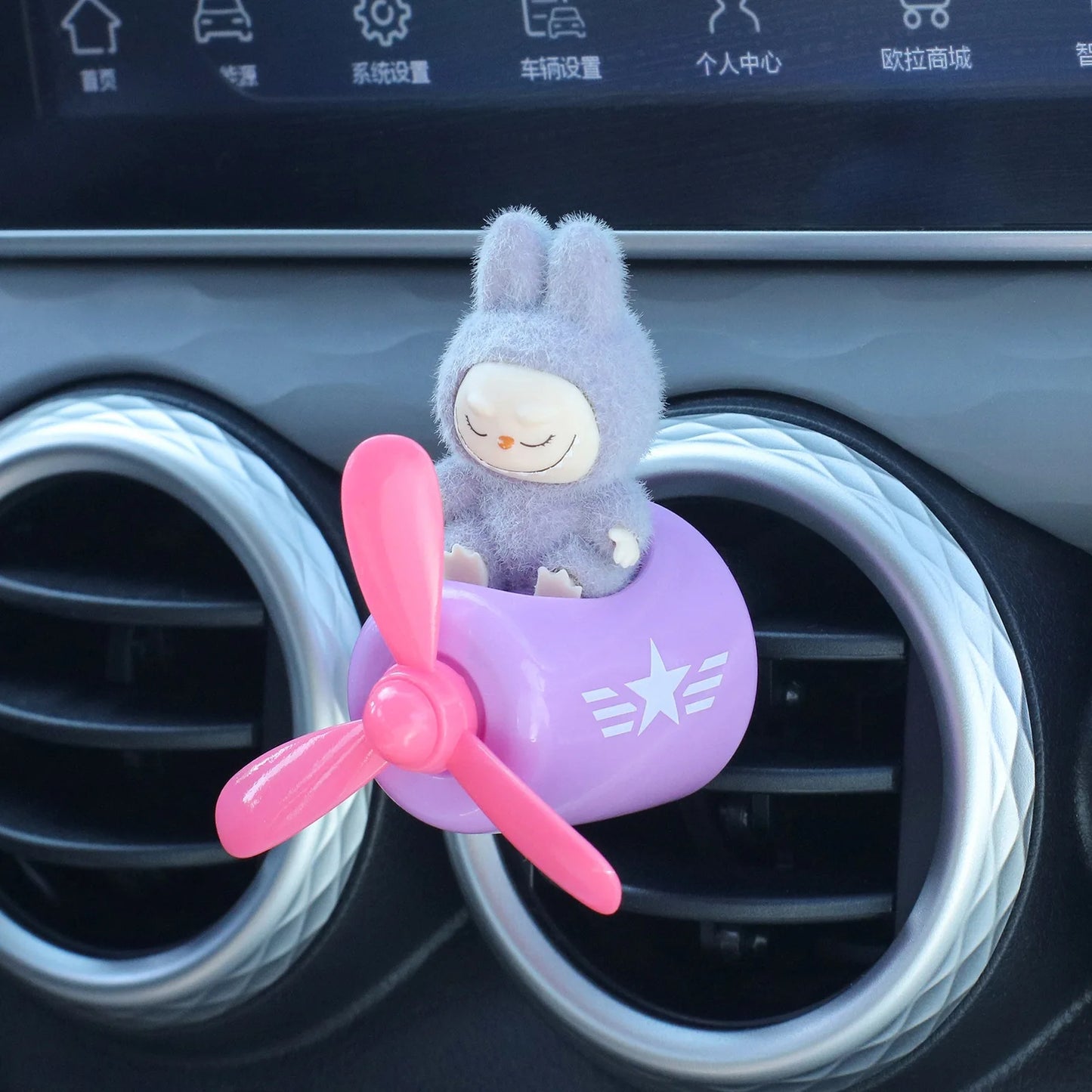 2024 New Anime Labubu Grip Action Creative Aromatherapy Car Interior Air Outlet Mini Airplane Cartoon Decoration New Year Gift