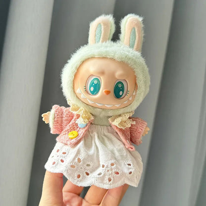 17cm Labubu II Idol Dolls Sitting Party Cute Mini Plush Doll'S Clothes Outfit Accessories For Korea Kpop Exo Clothing DIY Gift