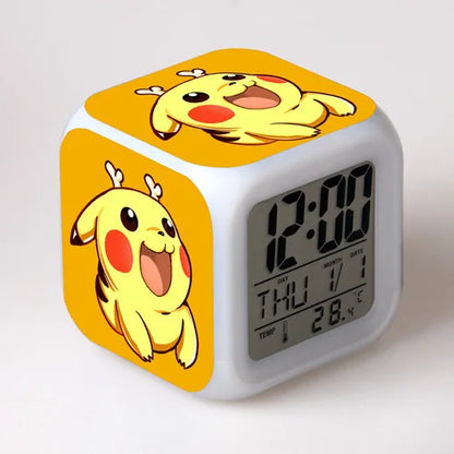 Pokemon Pikachu LED Glowing Alarms for Children Bedroom Decoration Kids Digital Glowings Alarm Clock Desk Decor Christmas Gift