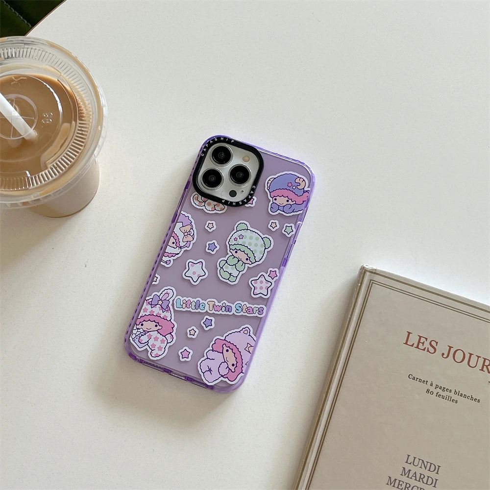 Luxury Little Twin Star Soft Clear Case protection for iPhone 16 15 13 12 11 14 Pro Max XS XR 7 8Plus X SE lovely original Coque