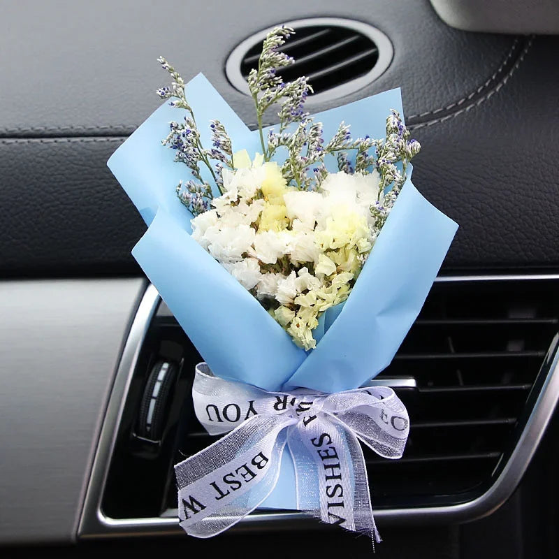 Car Dried Flower Bouquet Car Fragrance Air Outlet Dried Flower Mini Valentine's Day Gift Car Fragrance Bouquet Lucky Decoration