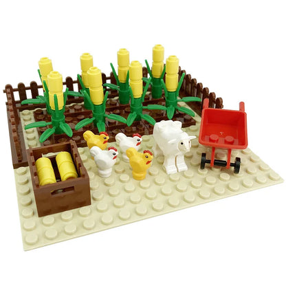 Farm MOC Building Blocks Animal Parts Pasture Bricks Kits Toys Chicken Coop Pig House Bullpen Birdhouse Compatible With LEGO