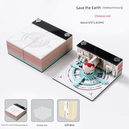 2025 Snake Year Save the Earth Calendar 3D Three-Dimensional Paper Carving Note Creative Model Hand Tear Desktop Decoration Desk Calendar