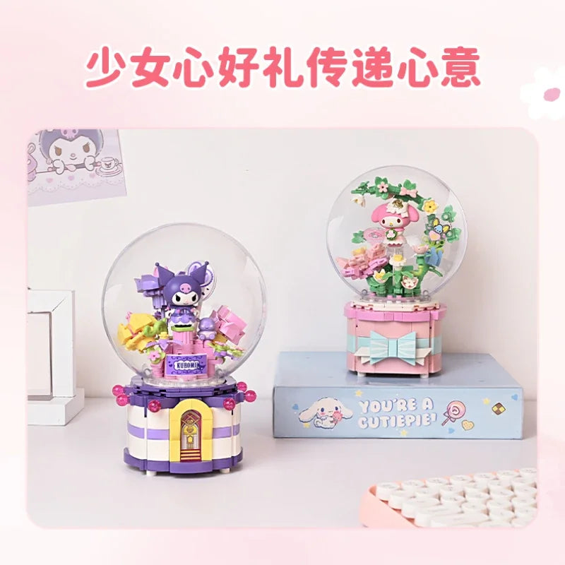 Keeppley Building Blocks Sanrio Music Box Kuromi My Melody Educational Splicing Toy Model Desktop Ornament Collection Gift