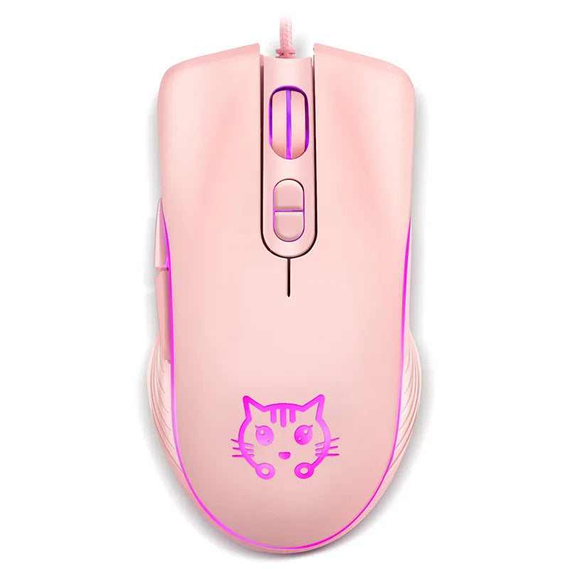 USB Wired Gaming Mouse Pink Computer Professional E-sports Mause 2400 DPI Colorful Backlit Silent Mice for Lol Data Laptop Pc