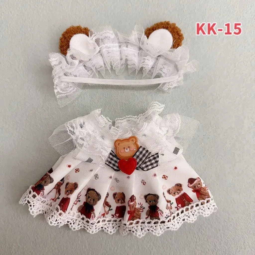 20cm doll replacememt clothes for 17cm Labubu outfit cotton doll cute and sweet Lolita dress  small skirt