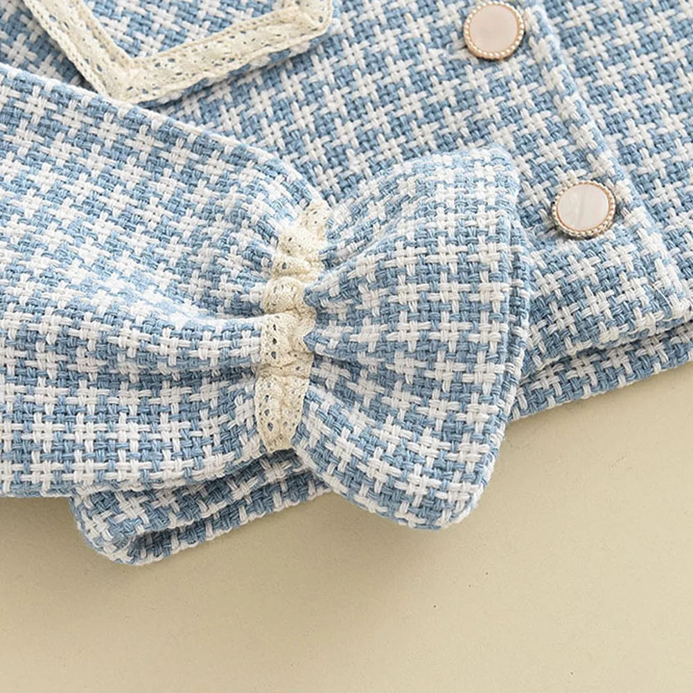 Children Girls Clothes Set Spring Autumn Girls Plaid Vest Dress Retro Outwear Coat 2 Pcs Fashion Baby Party Dress