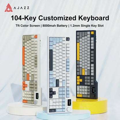 Ajazz AK35I V3 Tri-mode Wired Bluetooth Wireless Gaming Keyboard Gasket Structure Full Key Hot Swap 104 Keys Customized Keyboard