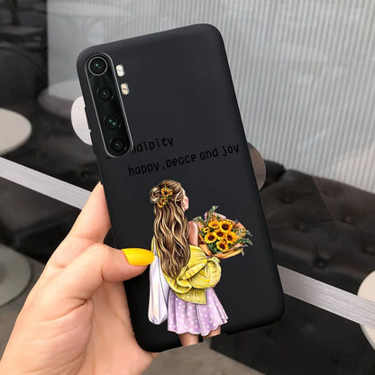 Case For Xiaomi Mi Note 10 Lite Back Cover Protective TPU Silicone Funda Fashion Flower Coque For Xiaomi Note 10 Lite Capa 6.47"