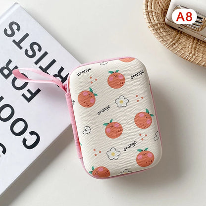 Cute Cartoon Fruit Pattern Headphone Data Cable Storage Bags Charger Power Bank Rectangular Box Zipper Bag Pocket Pouch