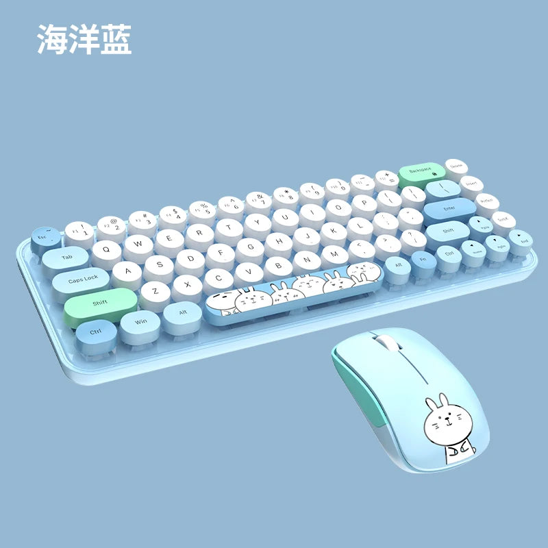 MOFII Wireless Keyboard and Mouse Set Office Cute, Compact and Portable Set Silent Keyboard Office Keyboard Suitable for PC MAC