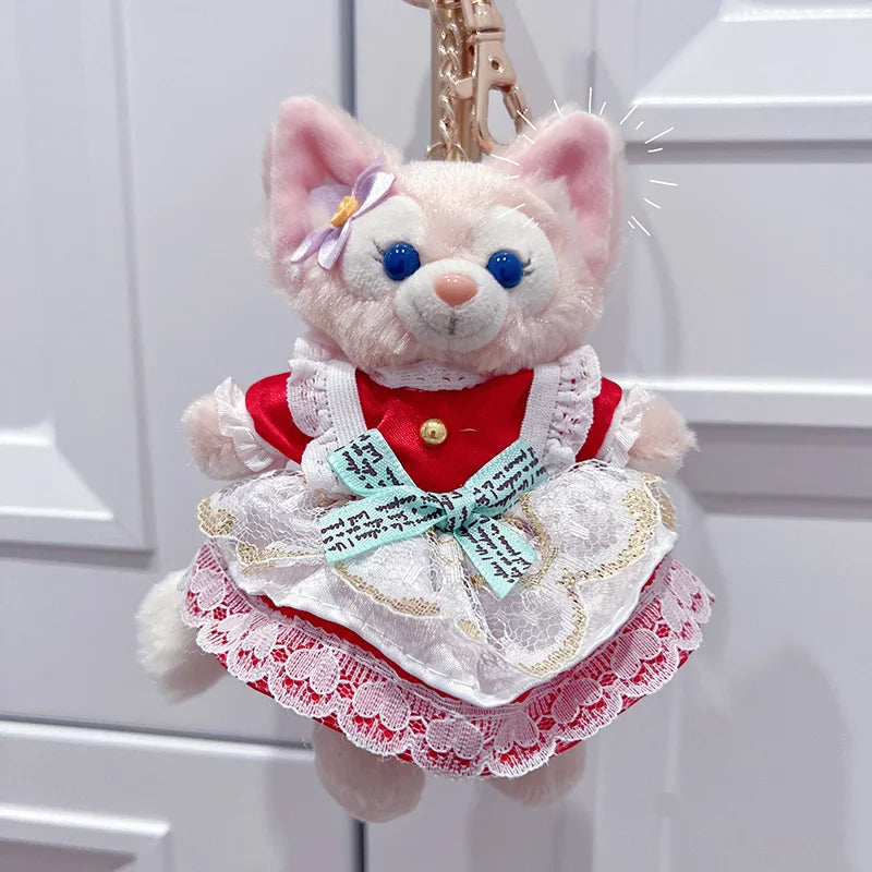 Disney LinaBell Keychain Doll Skirt Plush Toy Bookbag Backpack Cute Pendant Christmas Halloween Gift Pink Plush Fox