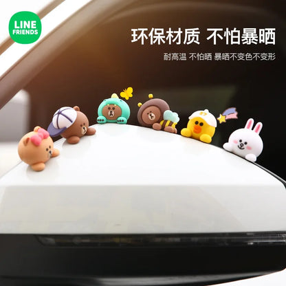 LINE FRIENDS Car Brown Cony Anime Kawaii Car Decoration Women Cute Cartoon Exquisite Life Choco Sally Car Center Console Gift