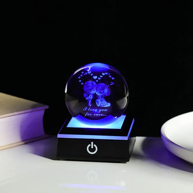 Crystal Ball Night Lights Glowing Planet Galaxy Astronaut 3D Moon Table Lamp USB Atmosphere Lamp Tabletop Decorations Kids Gifts