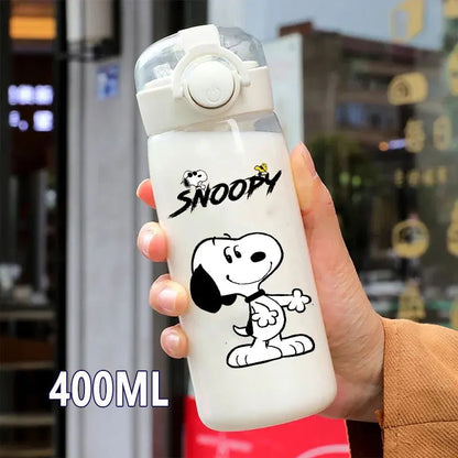 Snoopy Straw Water Cup Portable Plastic 600/400ML Charlie Browns Transparent Outdoor Large Capacity Sport Cute Water Bottle