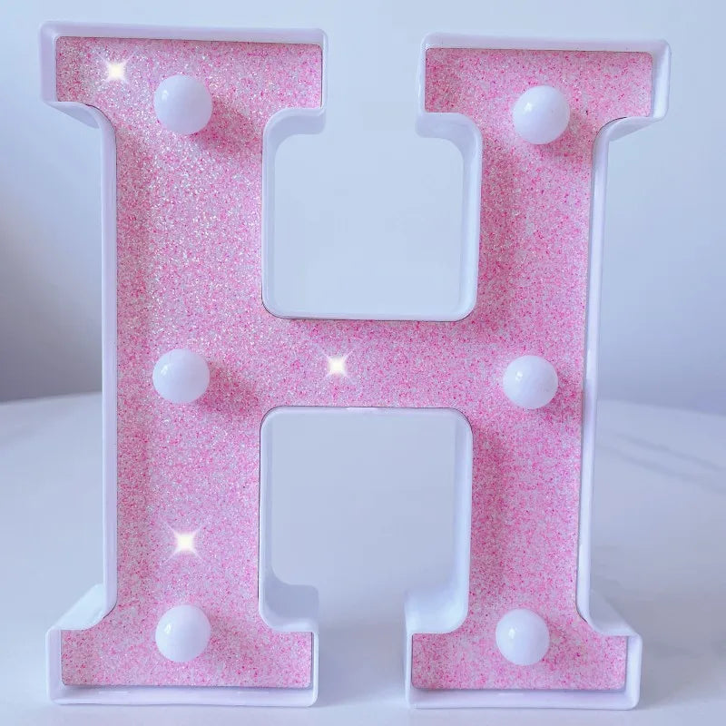 Pink Romantic Luxury LED Light 6.3-inch Pink Decorative Alphabet Number Light Battery Powered Christmas Decorative Light Wedding