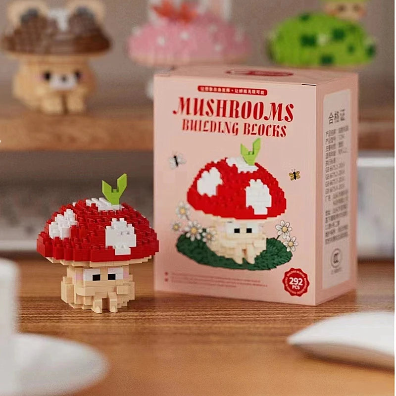 New Cute Simulation Mushroom Building Block Model Children's Educational Toy Leisure Assembly Decompression Game