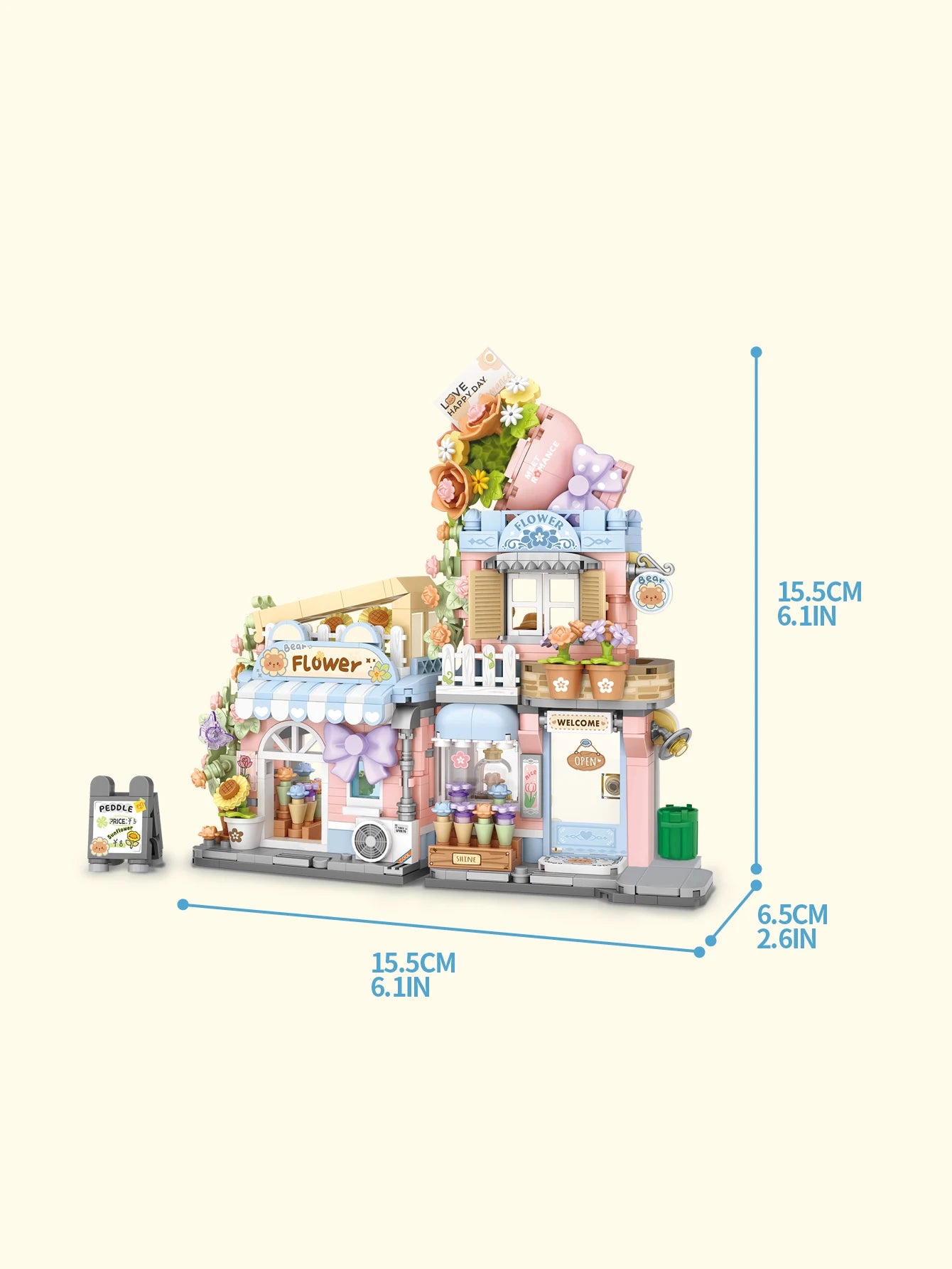 LOZ Foldable Seabream Burnt Shop Panda Flower Shop House Little Bear Flower Shop Building Blocks Small Particle Assembled Toys F