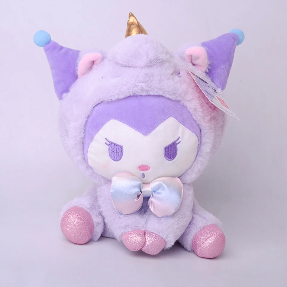 Sanrio Cartoon Kawali Kuromi Hello Kitty My Melody Cinnamoroll Pillow Plush Toys Soft Stuffed Dolls for Kids Birthday Gifts