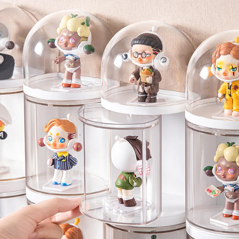 Display Box For POPMART Transparent Acrylic Rotating Wall Hanging Blind Box Storage For LEGO Doll Model Kits Organizer Cabinet