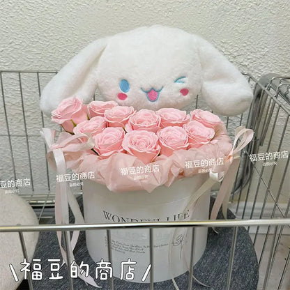 Sanrio Kawaii Cinnamoroll Plush Bouquet Anime Stuffed Plushine Doll Flower Collection Model Girl Birthday Valentine'S Day Gift