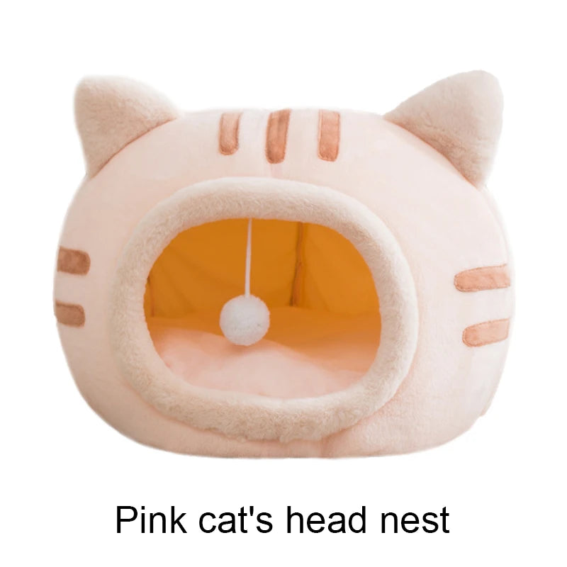 Pet Autumn and Winter New Cat Modelling Kennel Winter Pet Kennel Kitten House Non-slip Foldable Plush Cats Cave Bed Pet Supplies