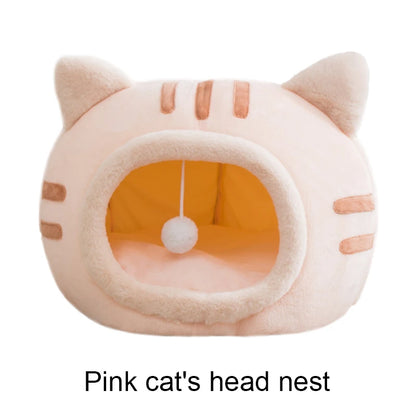 Pet Autumn and Winter New Cat Modelling Kennel Winter Pet Kennel Kitten House Non-slip Foldable Plush Cats Cave Bed Pet Supplies