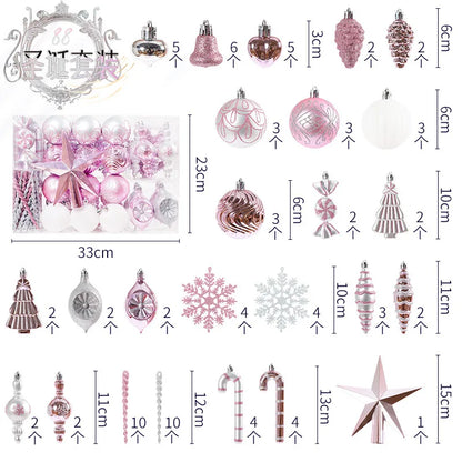 88pcs Christmas Ball Purple Gold Red Green Baubles Xmas Tree Hanging Ornaments Christmas Tree Top Star Decoration for Navidad