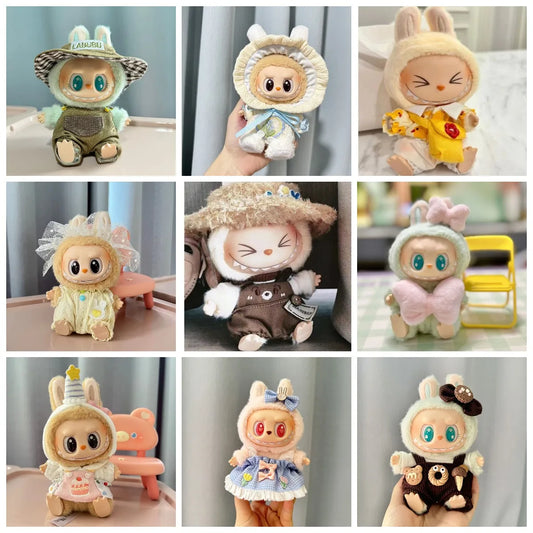 17cm Cute Labubu II Idol Dolls Mini Plush Doll'S Clothes Outfit Accessories For Korea Kpop Exo Sitting Party Clothing DIY Gift