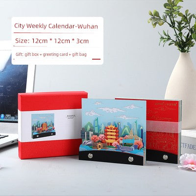 2025 Snake Year Palace Museum Fish Yue Longmen Paper Carving 3D Three-Dimensional Calendar National Trendy Style Creative Hand Tearing Desk Calendar New Year Gift