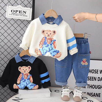 New Autumn Children Boys Girls Clothing Cotton Long Sleeve Cartoon Bear Suit Kids Clothes Tracksuit Baby T-Shirt Pants 2Pcs/set