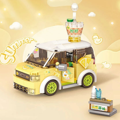 Building Blocks Mini Block City Series Food truck Fruit/Ice Cream shop DIY toy decoration for children Christmas gift 4207-4210