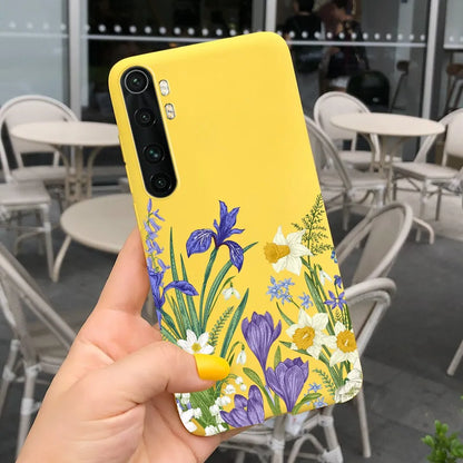 Case For Xiaomi Mi Note 10 Lite Back Cover Protective TPU Silicone Funda Fashion Flower Coque For Xiaomi Note 10 Lite Capa 6.47"