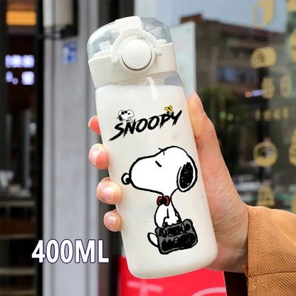 Snoopy Straw Water Cup Portable Plastic 600/400ML Charlie Browns Transparent Outdoor Large Capacity Sport Cute Water Bottle