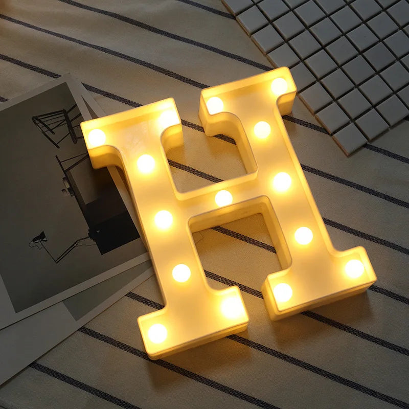 16/21CM DIY Luminous Lights LED Letter Night Light Creative Letters Alphabet Number Battery Lamp Romantic Party Decoration