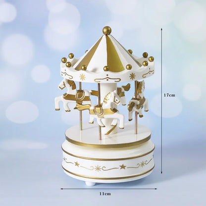 1pc Luxury Carousel Music Box 4 Horses Rotate Rotation Romantic Luxury Carousel Toys Handwork Music Box Gifts