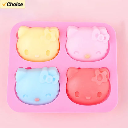 Kawaii DIY Sanrio Hello Kitty My Melody Kuromi Cinnamoroll Cookie Chocolate Baking Tool Cartoon Silicone Ice Block Mold Set