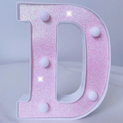 Pink Romantic Luxury LED Light 6.3-inch Pink Decorative Alphabet Number Light Battery Powered Christmas Decorative Light Wedding