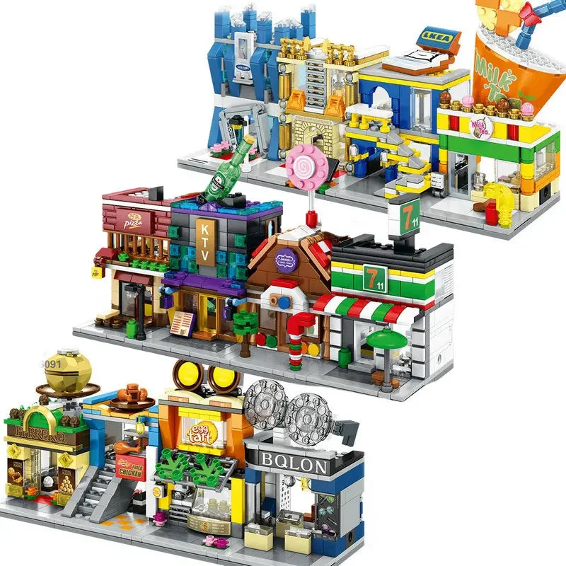 House Building Blocks Mini City Store Street View Snack Street Children's Toys Boys and Girls Gifts Compatible With Lego