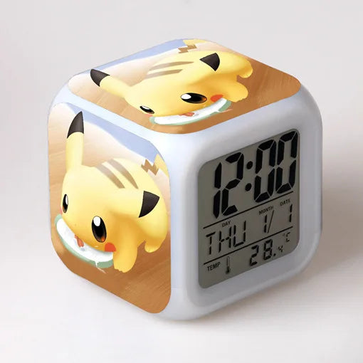 Pokemon Pikachu LED Glowing Alarms for Children Bedroom Decoration Kids Digital Glowings Alarm Clock Desk Decor Christmas Gift