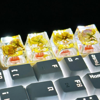 DIY Dry Flower Mechanical Keyboard Key Caps