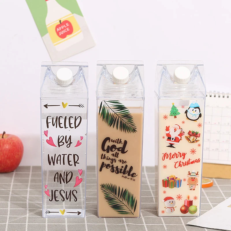 Transparent Water Bottle Creative Milk Cardboard Bottles Milk Juice Box Reusable Portable For Outdoor Sports Travel And Camping