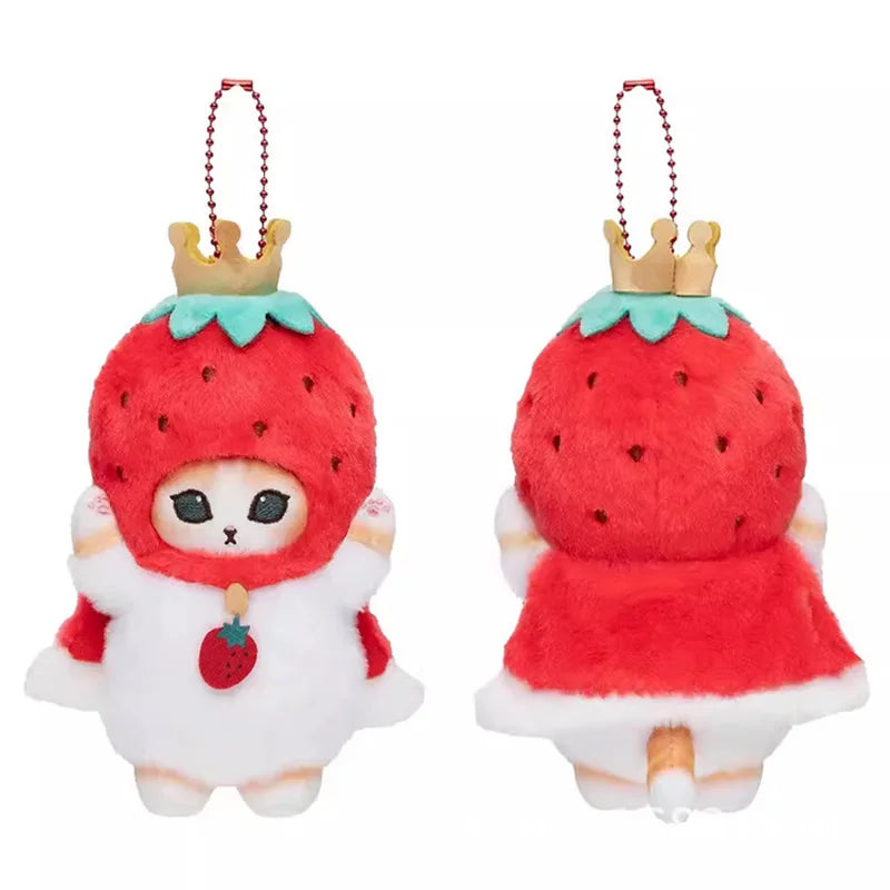 Kawaii Mofusand Cross-Dressing Hello Kitty & Kuromi Plush Keychains - 10-12cm Sanrio Anime Plush Dolls, Backpack Pendants