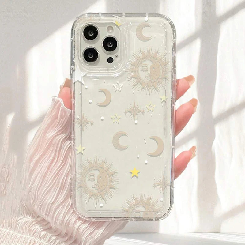 For Xiaomi Redmi Note 13 Pro 4G Case Redmi Note 10 12 11 Pro Plus 5G 9S 10S 11S 12S 12C 13C 4G Case Moon Stars Print Clear Cover