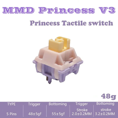 MMD Princess V2 V3 Switches Keyboard Switch Banana Splits Linear Tactile Mechanical Keyboard Custom GMK67 Holy Panda Switches