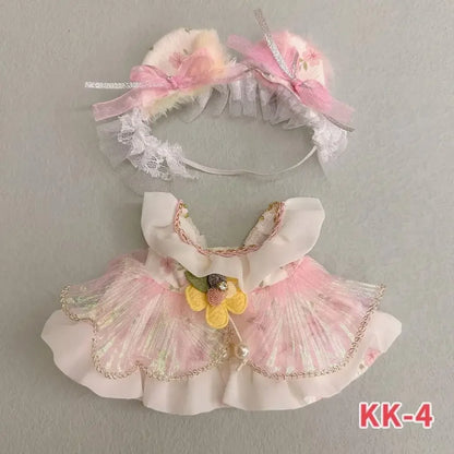 20cm doll replacememt clothes for 17cm Labubu outfit cotton doll cute and sweet Lolita dress  small skirt