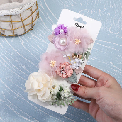 3Pcs/Set Flower Hairpins Handmade Vintage Baby Barrettes Girls Hair Clip Artificial  for Children Headwear Hair Accessories Gift