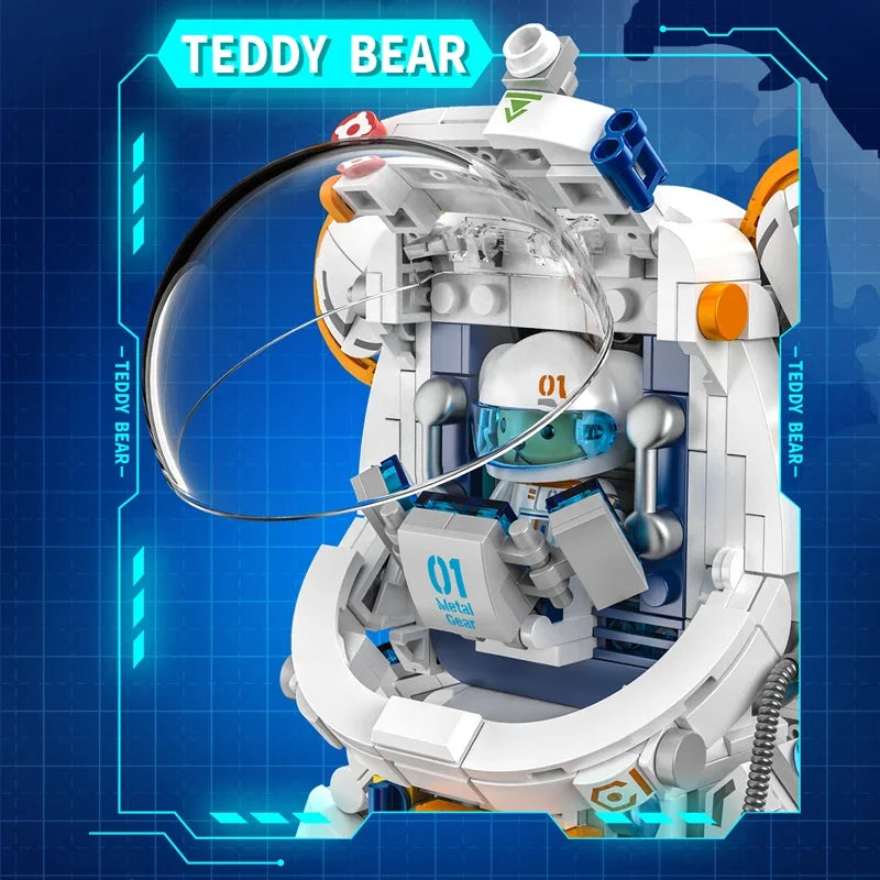 PANLOS Astronaut  Teddy Bear Building Blocks Toys With LED City Space Creative MOC DIY  Robots Bricks Toys for Boys Adult Gift